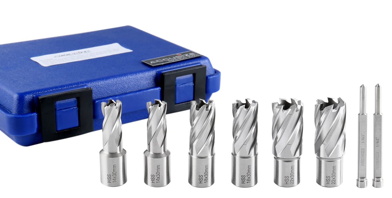Accusize Utensili Industriali Slugger Cutter Set 14, 18, 22mm Diametro di taglio; 30mm Profondità di taglio, 0519-0030