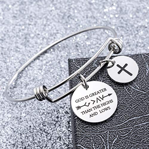 Image of Cross Adjustable Christian Bible Verse Bracelet Religious Jewelry | Inspirational scripture bangle, thoughtful confirmation faith gift for women teengirls