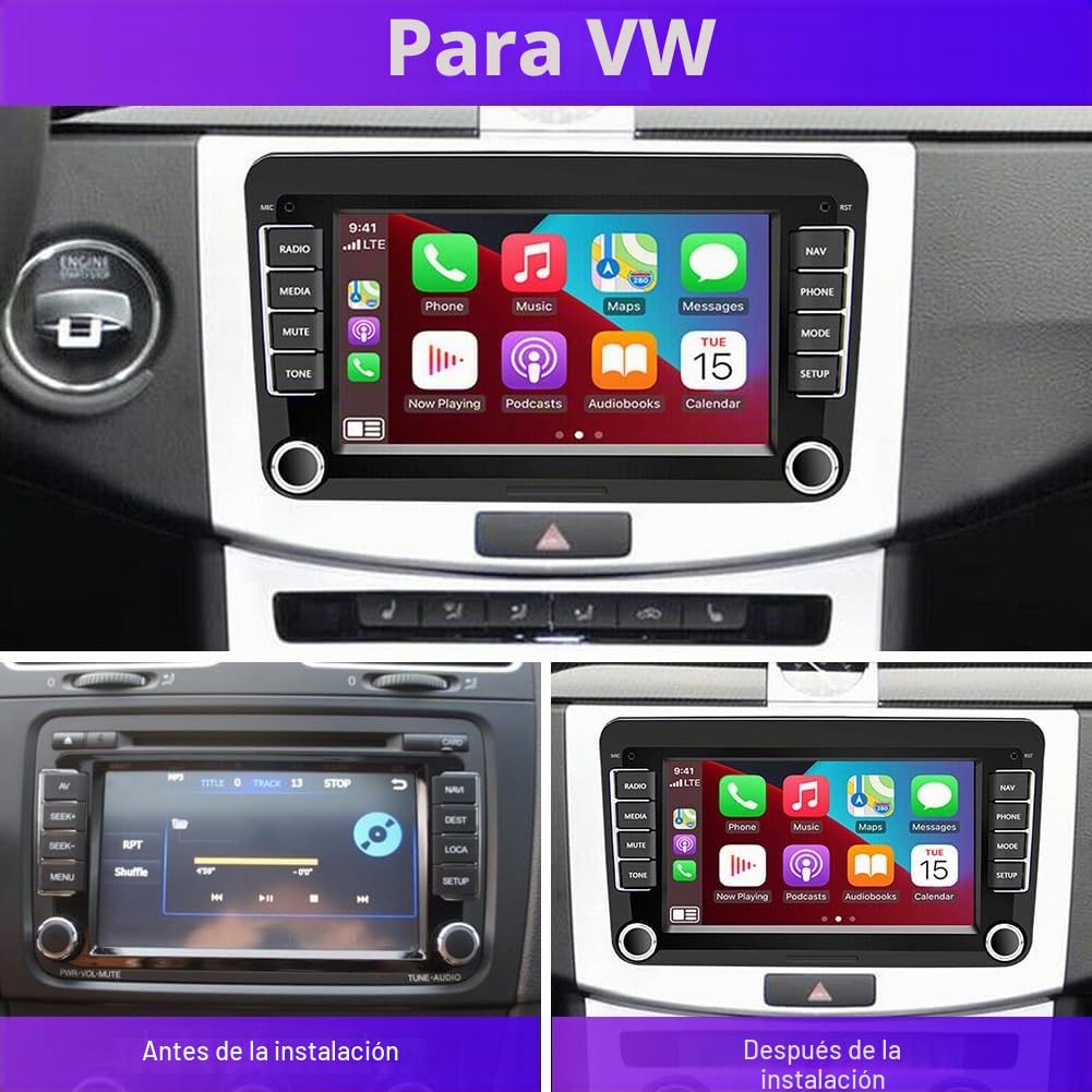 2+32G Android 13 Auto Radio Coche con CarPlay y Android Auto para Skoda Fabia 2007-2014, Pantalla táctil de 7 Pulgadas Autoradio Estéreo Reproductor con GPS Navegación FM RDS WiFi Bluetooth
