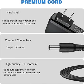 LIANSUM 9V DC Power Adapter Compatible with CasioTone Casio Keyboard Piano AD-5 WK-110 WK-200 LK-43 LK-100 CTK-2100 CTK-496 CTK-710 CTK-700 CT-360 CTK-573 CTK-611 AD-5MU / AD-5MR Replacement Charger