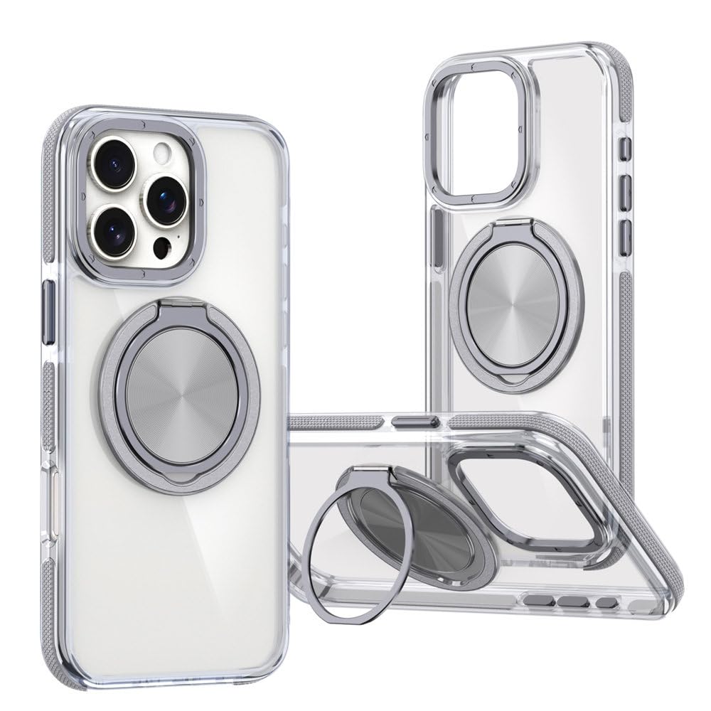 Coque magnétique rotative iPhone 14 Pro Max gris antichoc - 8