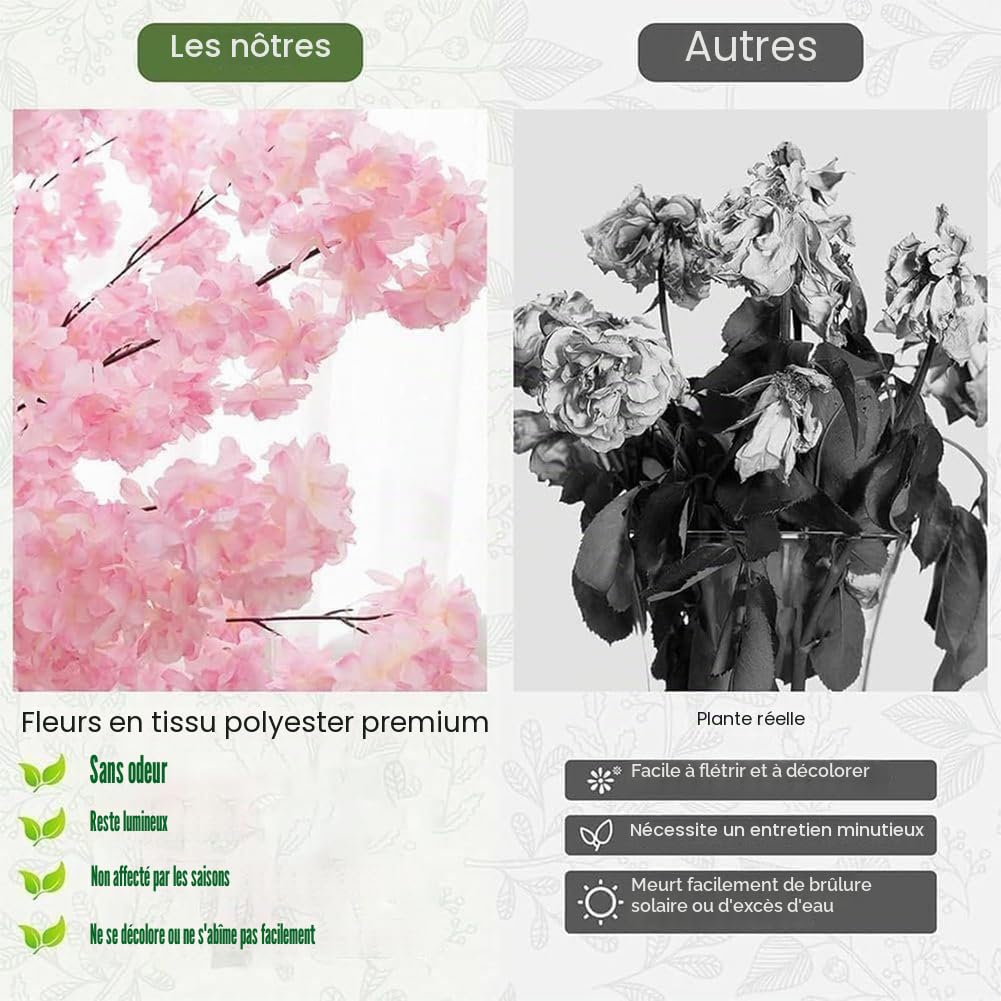 Arbres De Fleurs De Cerisier Roses Artificiels Denses Japonais Modernes Faits À La Main Arbre De Fleurs De Cerisier Intérieur Extérieur Maison Bureau Fête Mariage Pink,1.8x1.5m/5.9x4.9ft