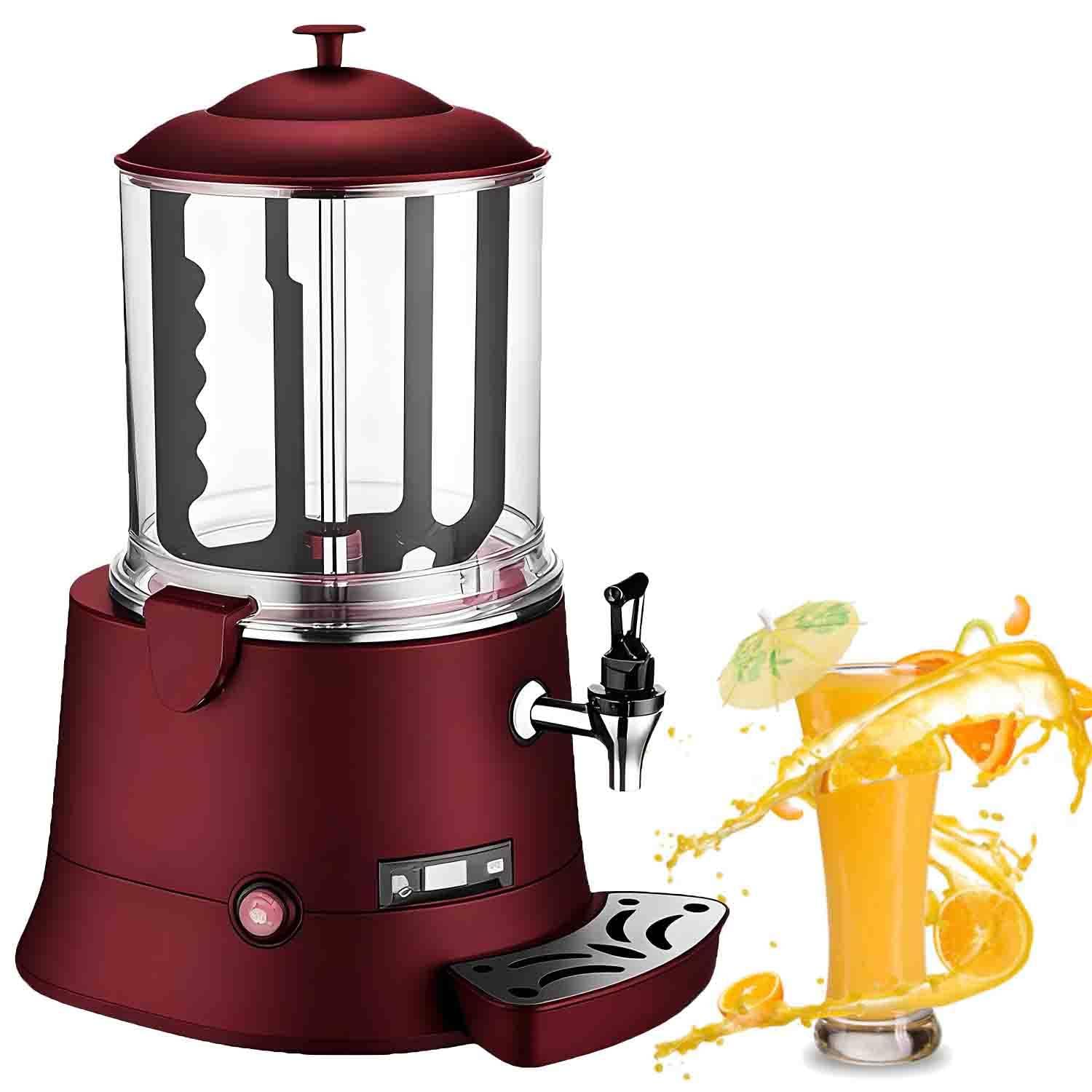 UORDBY Commercial Hot Chocolate Dispenser Warmer, 400W Electric Chocolate Melting Machine with LED Display, 30~90℃ Temp Adjustable, for Coffee Tea Milk Juice Red-10L