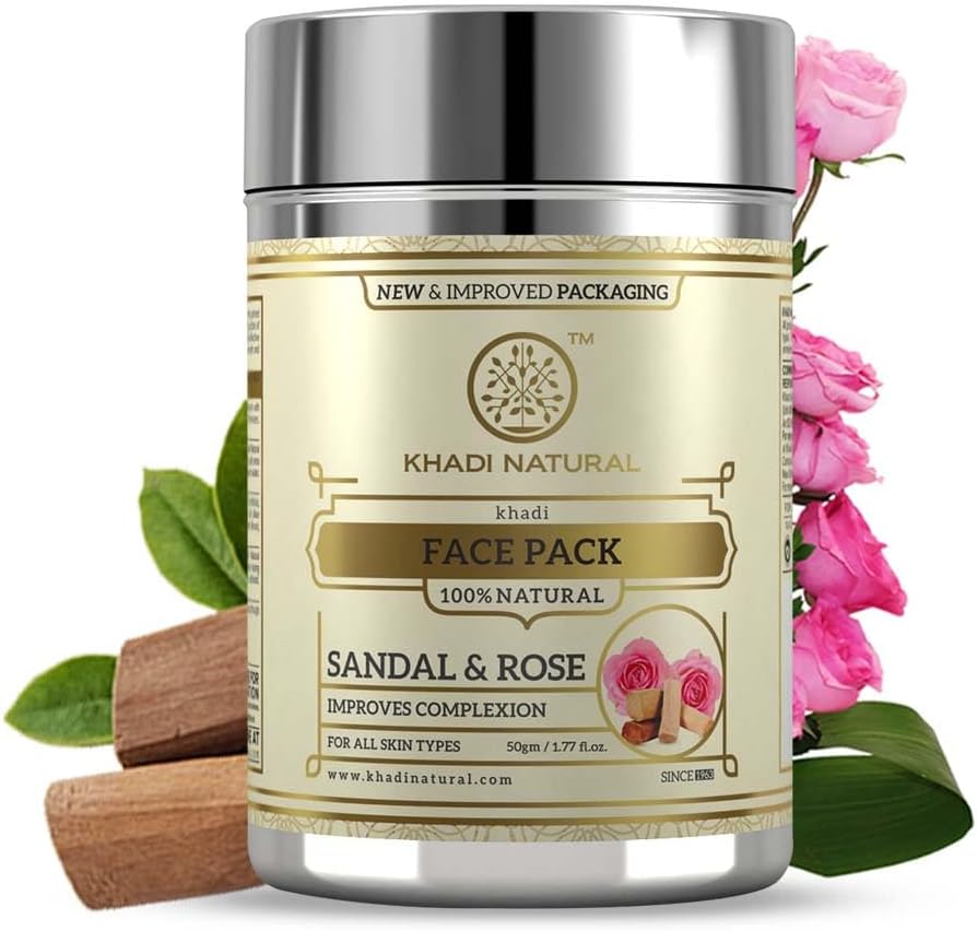 Sandal and Rose Herbal Face Pack, 50g| Face Pack for Controlling Excess Oil | Natural Face Pack for Acne | Herbal Face Pack for Glowing Skin | Suitable for All Skin Types