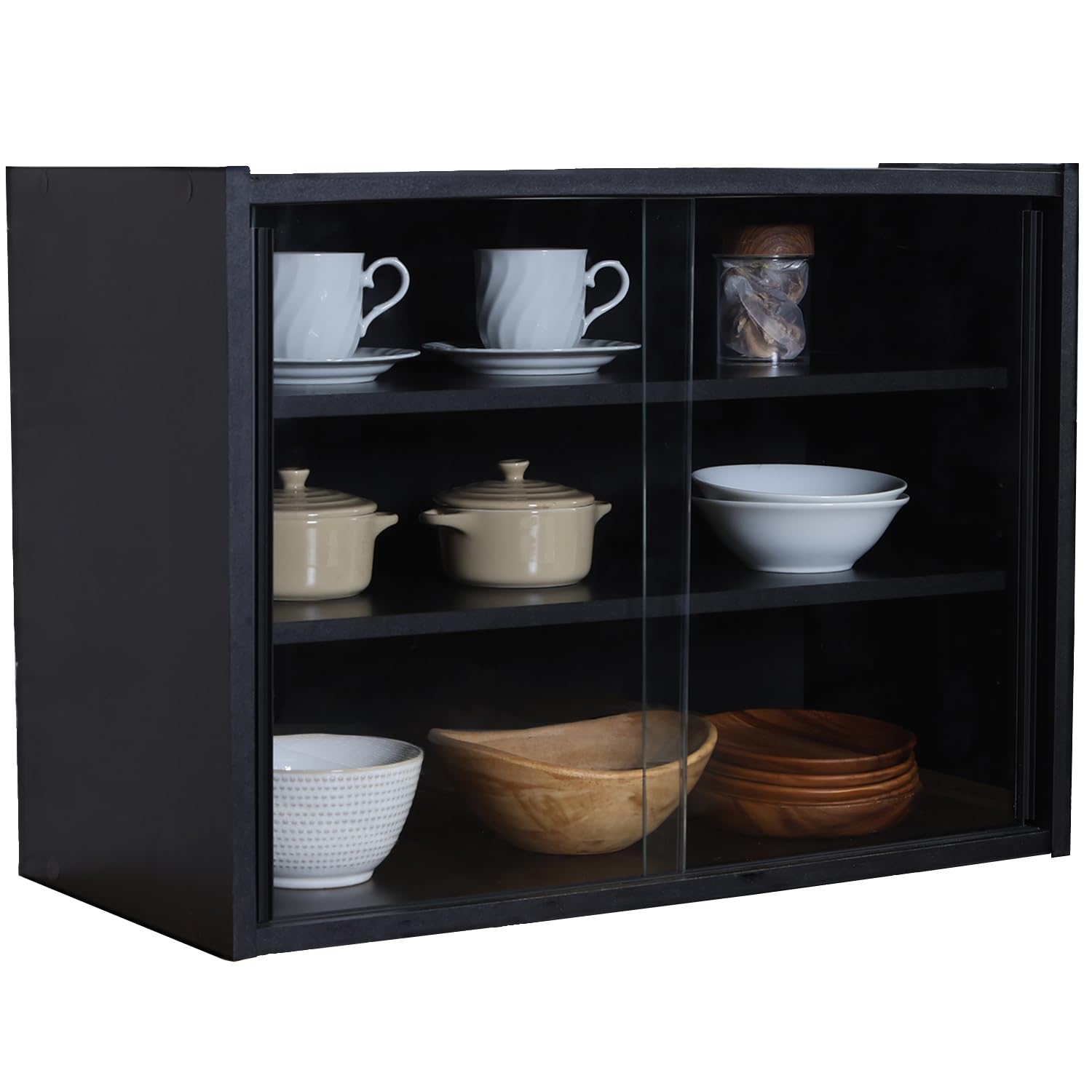Amazon｜不二貿易 食器棚 キッチン収納 幅60×奥行29×高さ44cm ブラック