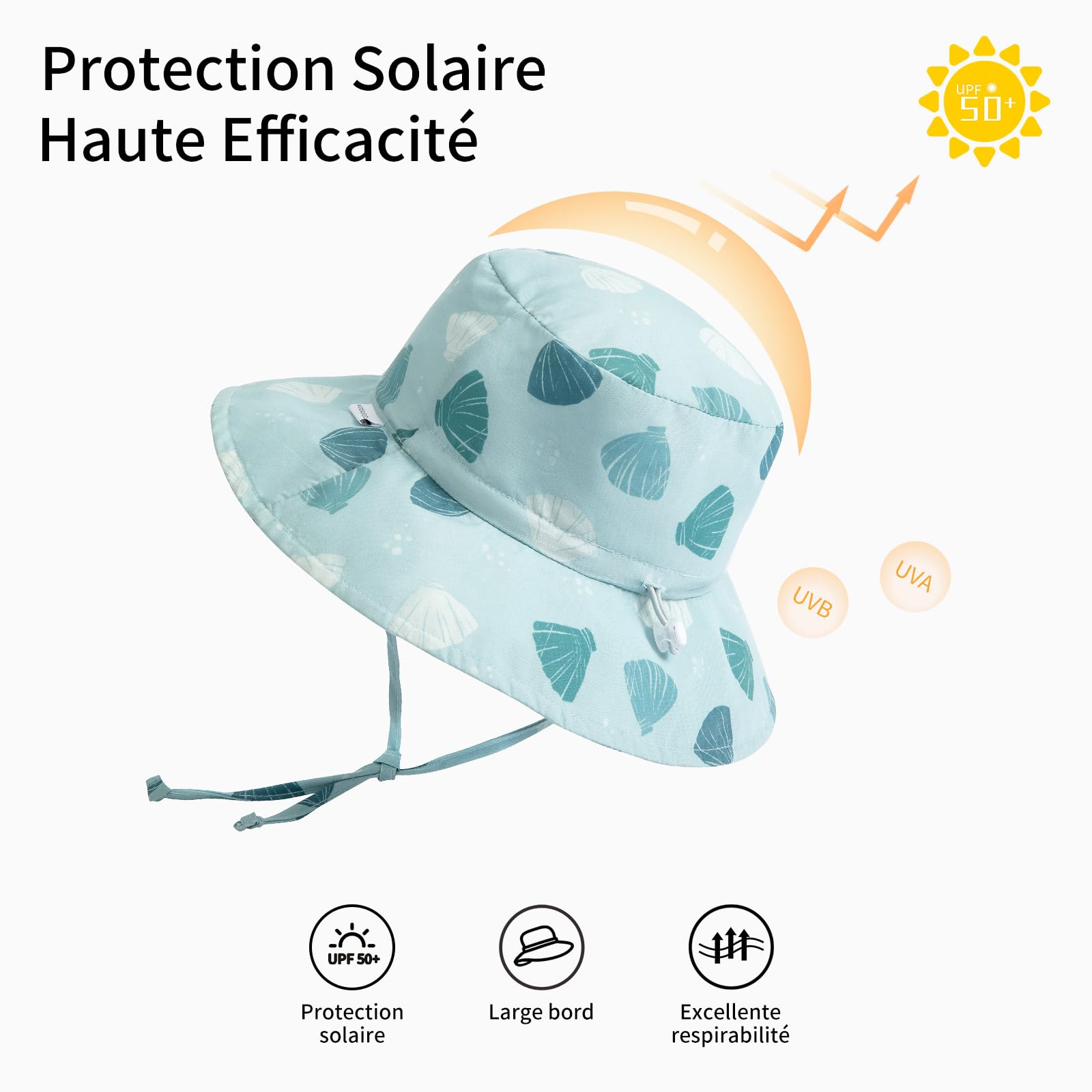 coolable Cappello da Sole per Bambini Pieghevole e Regolabile, Cappello a Secchiello Estivo con Ampio Bordo, Protezione UV UPF 50+ per Neonati e Bambini