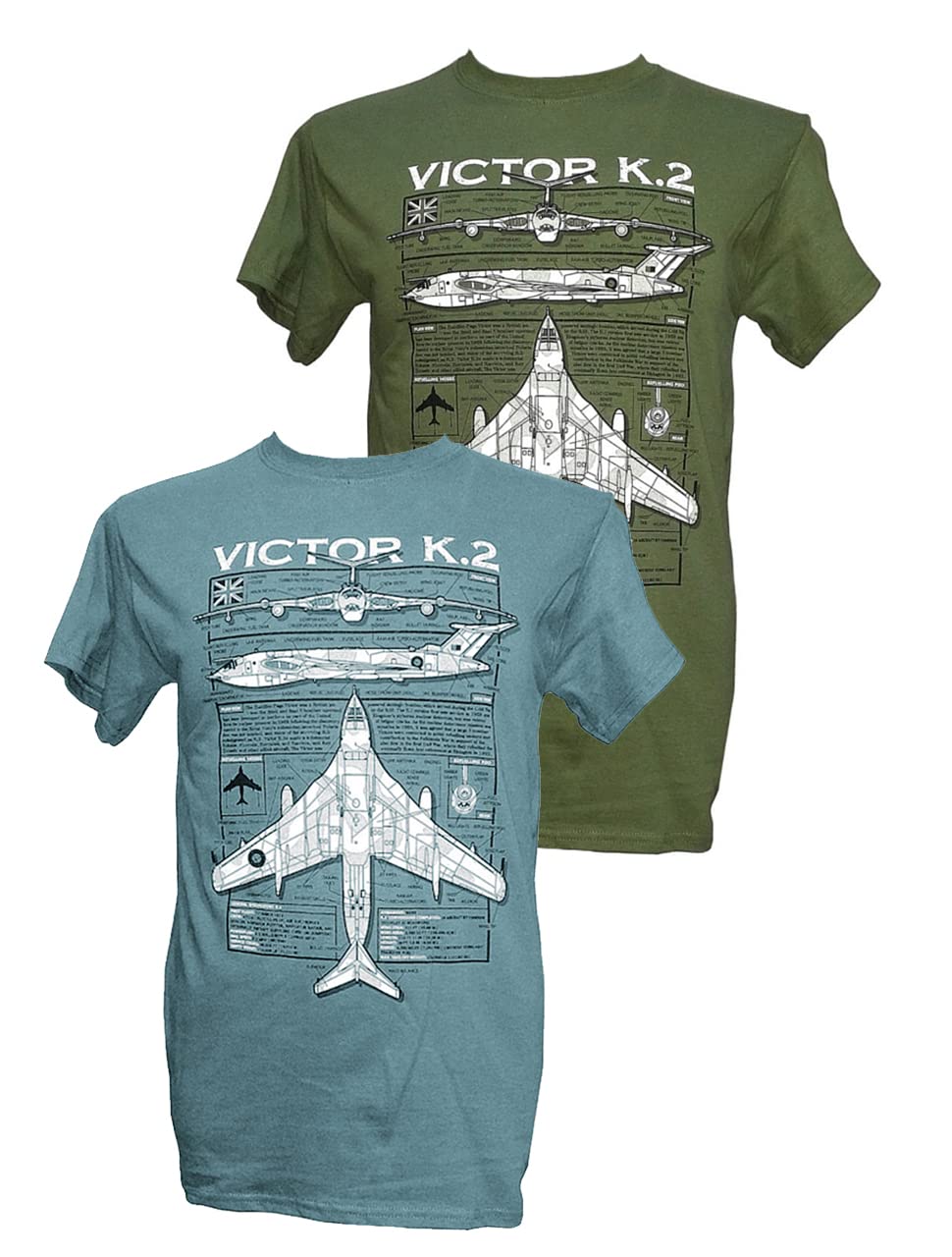 The Wooden Model Company Ltd Victor/Military T Shirt with Blueprint Design.