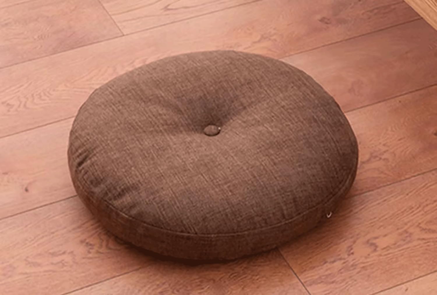 Futón Redondo Japonés,almohada Grande De Suelo De Tatami De Lino Y Algodón,cojín De Asiento De Algodón Con Mechones Gruesos,cojín De Suelo De Color Sólido,co(Size:50x50cm(20x20inch),Color:Café)