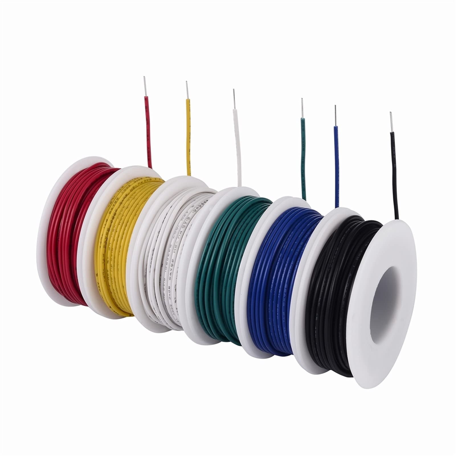 Cable Electrico, Cables Electricos 22 AWG Solid Wire-Wire Solid Kit-6 Diferente Coloreado 30 pies Spools 22 Gauge Jumper Wire - Kit de Alambre(24 AWG)