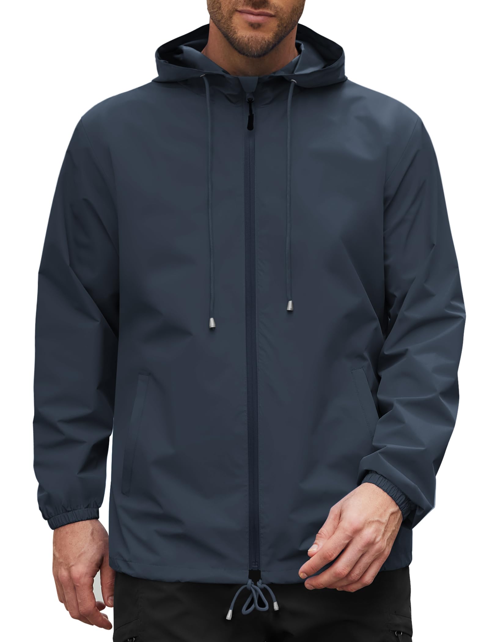 COOFANDYRain Jacket Men Packable Waterproof Raincoat with Hood Lightweight Windbreaker for Hiking Cycling Golf