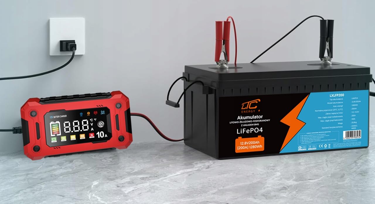 Caricabatterie per batterie AGM LiFePO4 10 A, funzionamento automatico LTC Energy
