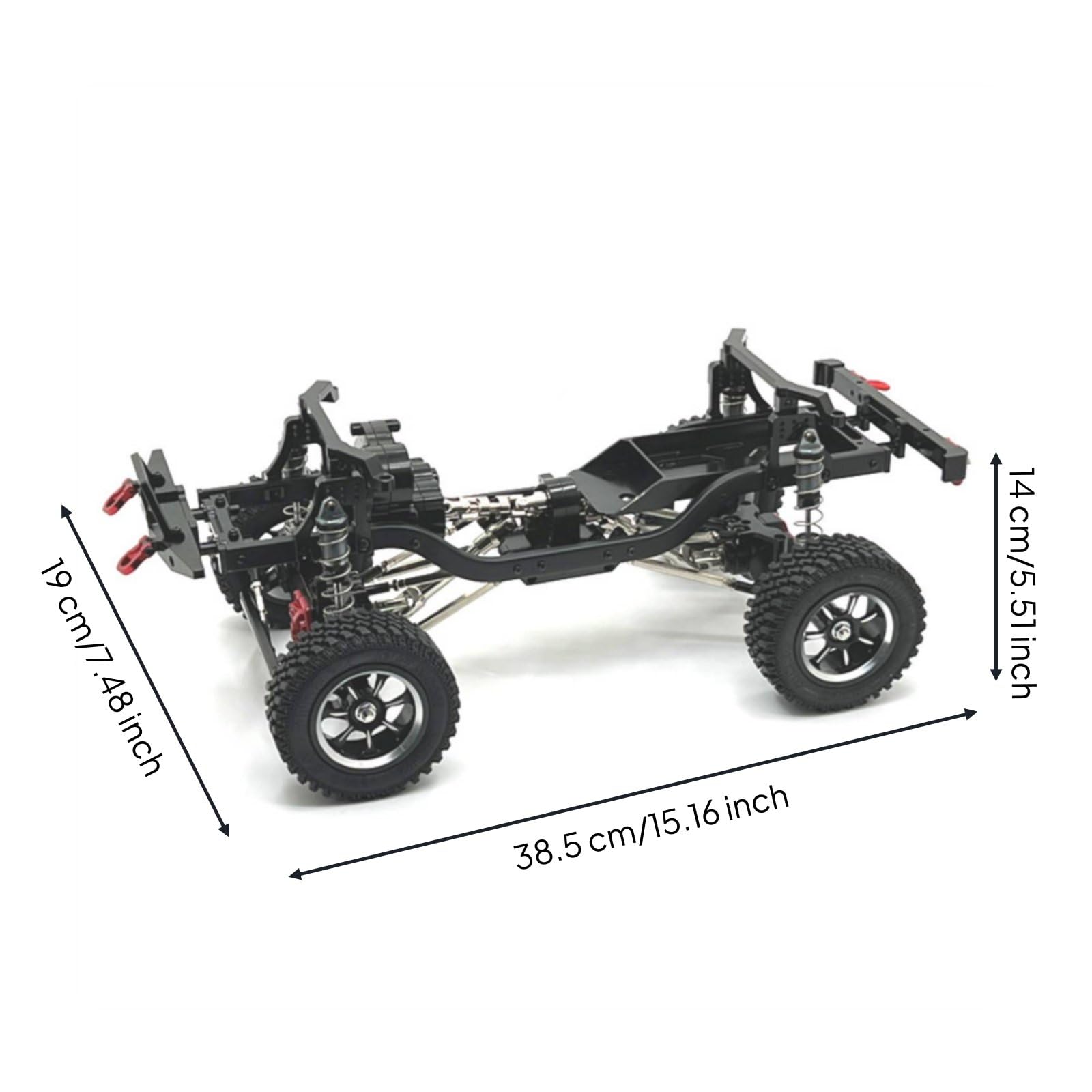 Colcolo Chasis de Coche RC Chasis Bastidor Armazón Marco Base Estable para Cuerpo de Aluminio Engranajes de Metal Tracción Firme en Terreno 1/12 Compatible, Negro
