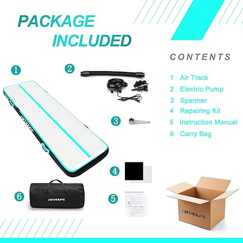 Miniatura 6 de Esterilla inflable de gimnasia de aire, pista de caída de 6.610131620 pies, esterilla de caída de aire con bomba de aire para diversión en el
