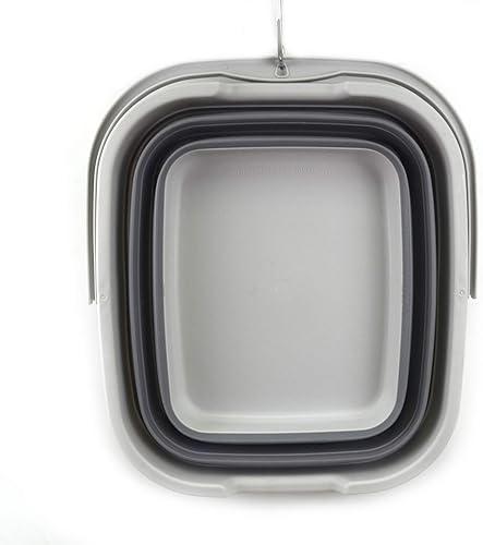 Miniatura 5 de SAMMART Cesta rectangular plegable y prácticacubo (15L rectangular, gris oscuro (juego de 2))