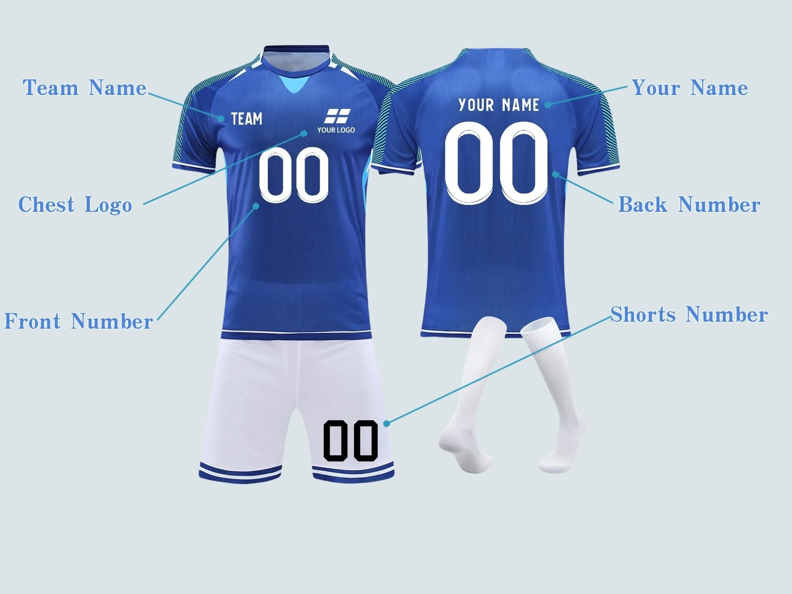 SoneBot Personalized-Jersey,Custom Soccer Jerseys for Kids Boys Personalized Men Women Soccer Team Uniforms with Name Number Logo Team Name(38 Soccer-Jersey)