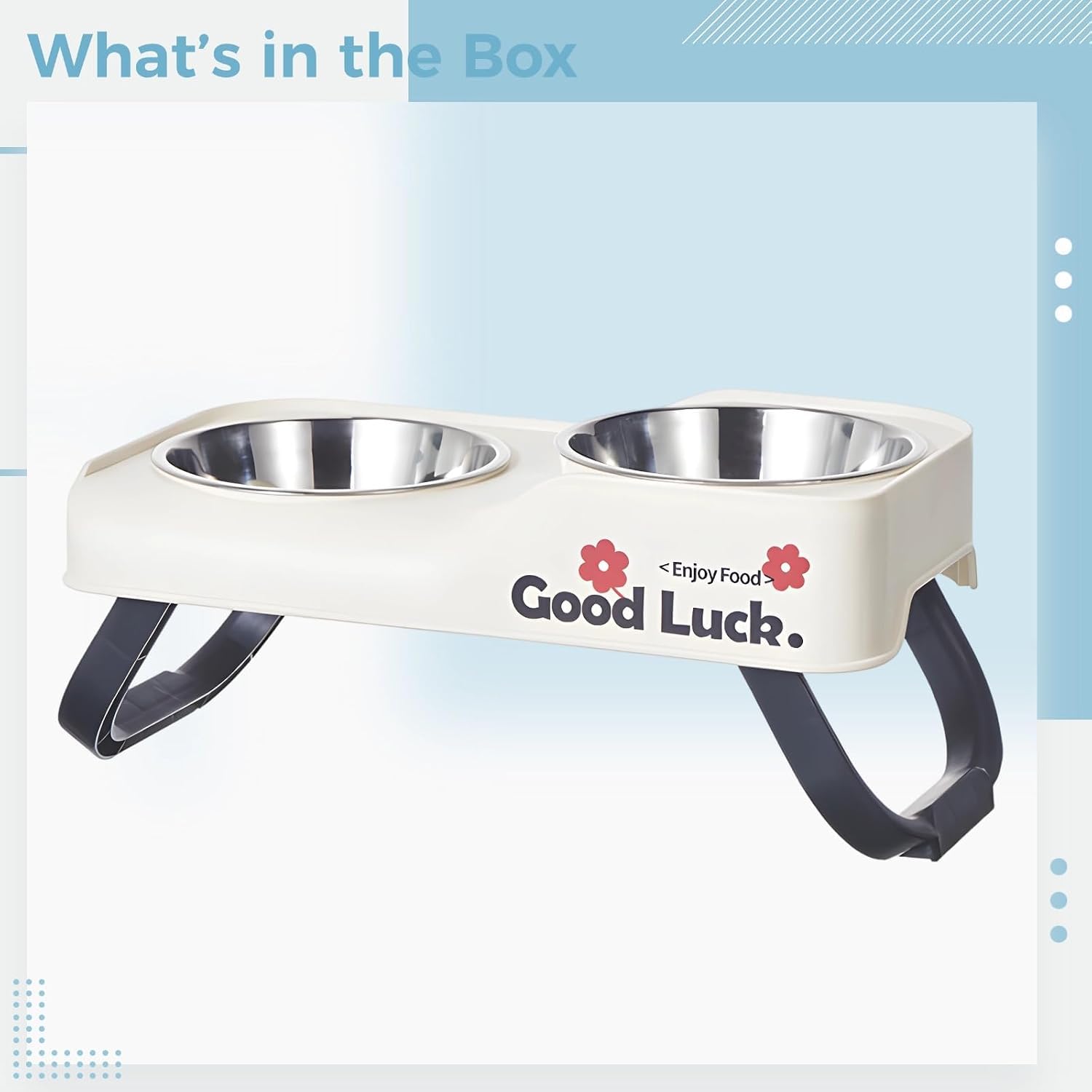 Gamelles surélevées Blanches for Chat, gamelles inclinées en Acier Inoxydable for Chien, 3 mangeoires surélevées Pliables réglables en Hauteur for Petits Chats et Chiens