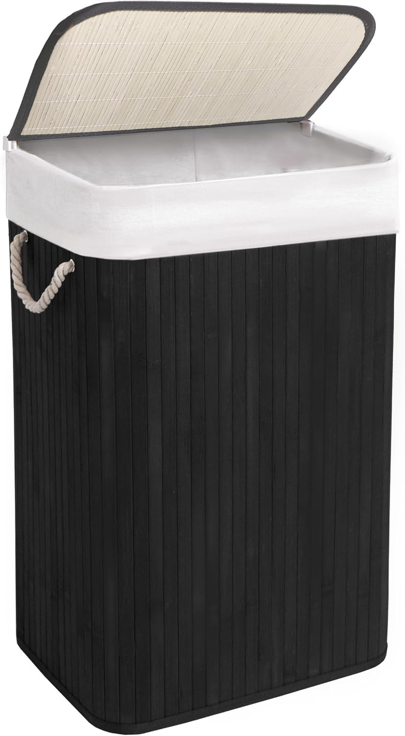 Panier à linge en bambou anti-odeur grand volume avec sac amovible pour linge sale