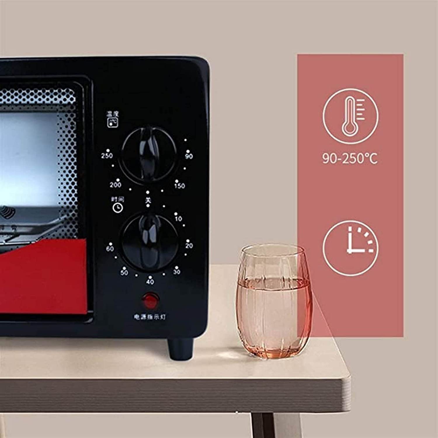 Mini Forno Macchina for la Colazione Tre in Uno 12L Controllo della Temperatura Regolabile 60 Minuti Tostapane a Convezione Temporizzata Forno Domestico Multifunzionale Facile da Pulire