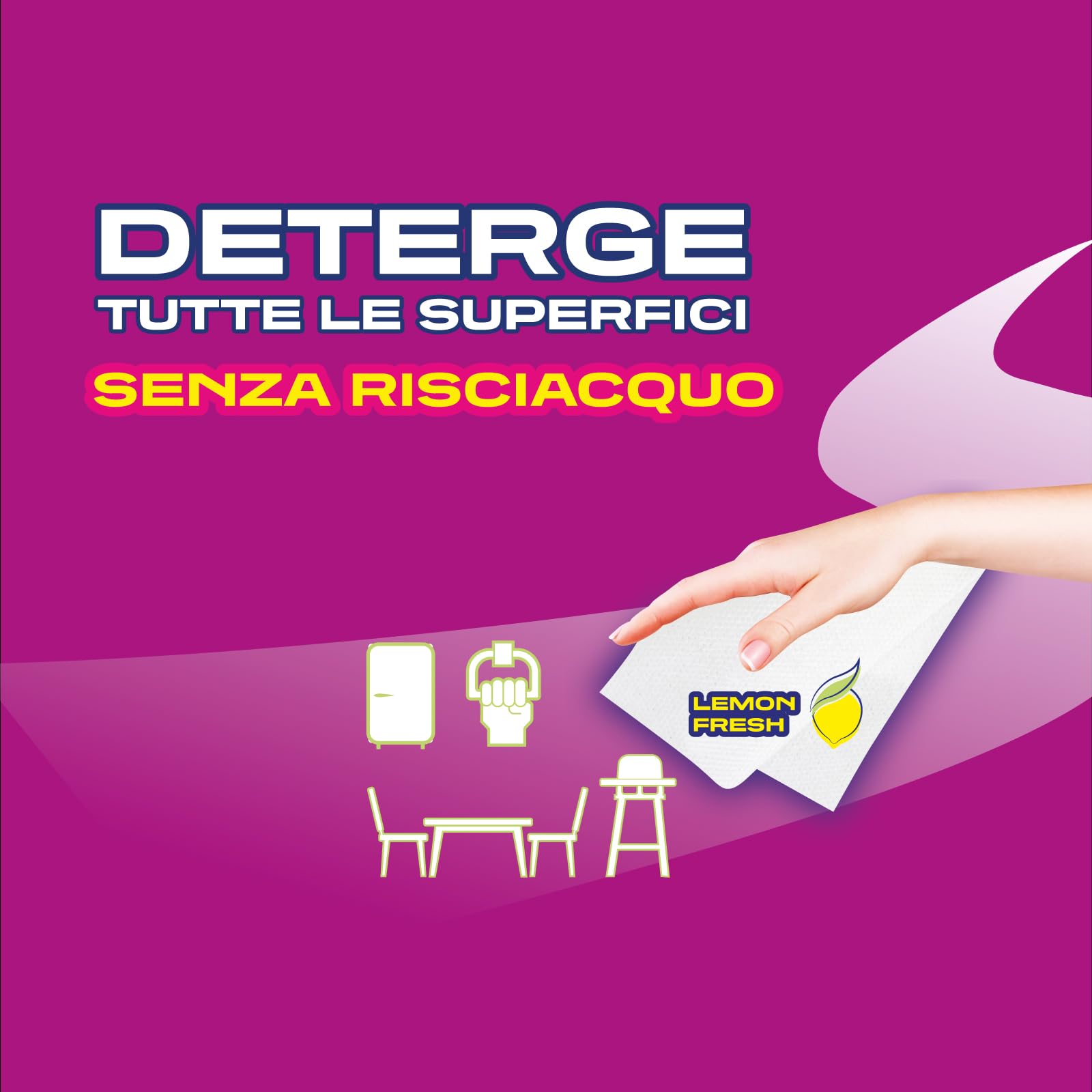 Brawn Multiuso Igienizzante, Detergono Tutte le Superfici e Rimuovono Germi e Batteri, Profumo Lemon con Tessuto BioDegradabile, Doppia Superficie Pulente Senza Risciacquo, Confezione da 40 panni - 3