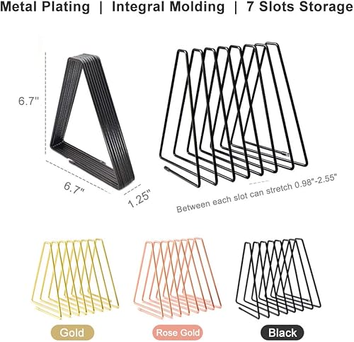 Miniatura 2 de Soporte ajustable de 7 ranuras para revistas, organizador de libros de alambre de metal triangular, organizador de carpetas de archivos,