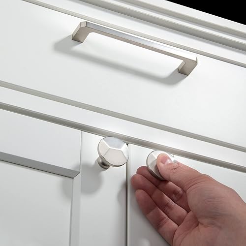 Miniatura 5 de TUNNY Paquete de 10 manijas modernas para gabinete, 3.8 pulgadas3.780 in de distancia entre tornillos, níquel mate, manijas sólidas para muebles,