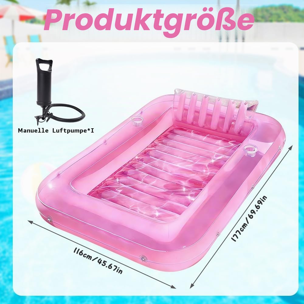 Mineup 178 x 116 cm Luftmatratze Pool, Luftmatratze Wasser Aufblasbar Schwimmmatratze, Tanning Pool, Aufblasbarer Sonnenpool, Aufblasbare Wasserhängematte für Erwachsene