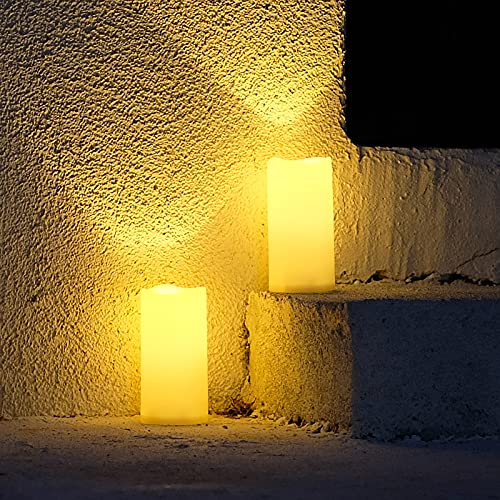 Image of NONNO&ZGF 3X 6'' Outdoor Waterproof Flameless Candles, 3 Pack, Warm White LED Resin Rainproof Pillar Battery Plastic Candle with Remote Control /Timer.