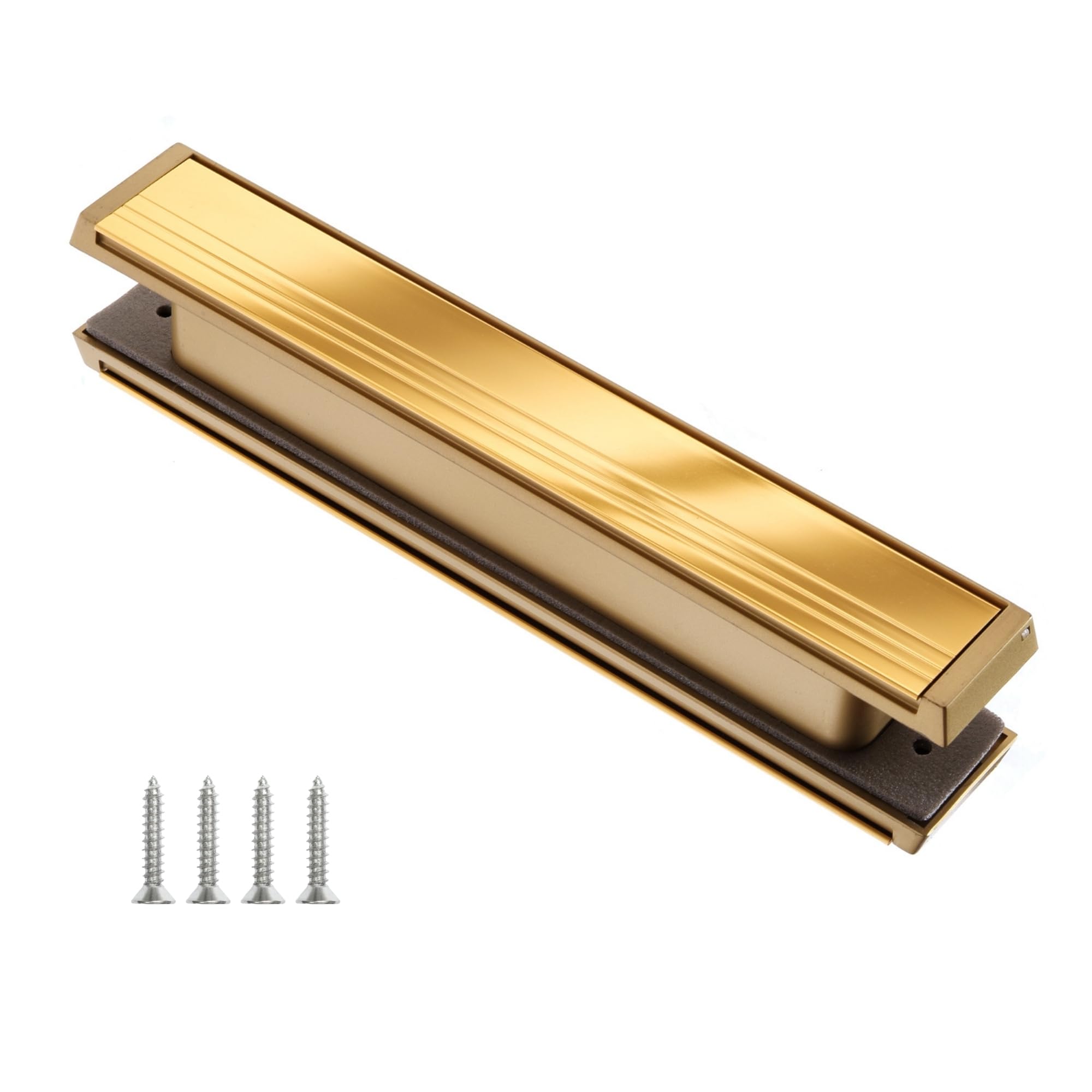 Keypak 12.83" (32.6cm) Slimline Door Letterplate – Fits 40–80mm UPVC, Composite & Timber Doors, Gold Frame & Flap, Adjustable Letter Box