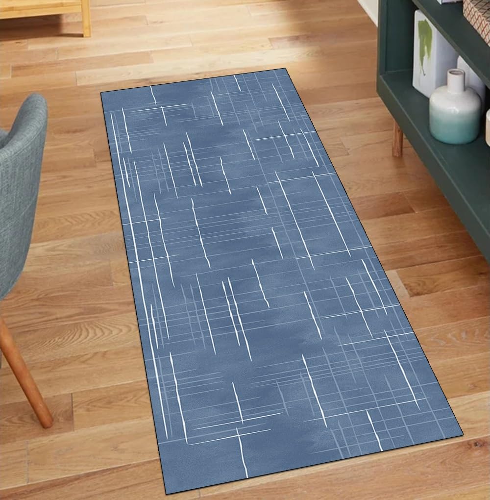 Alfombra de cocina antideslizante azul abstracta contra resbalones 60x250cm