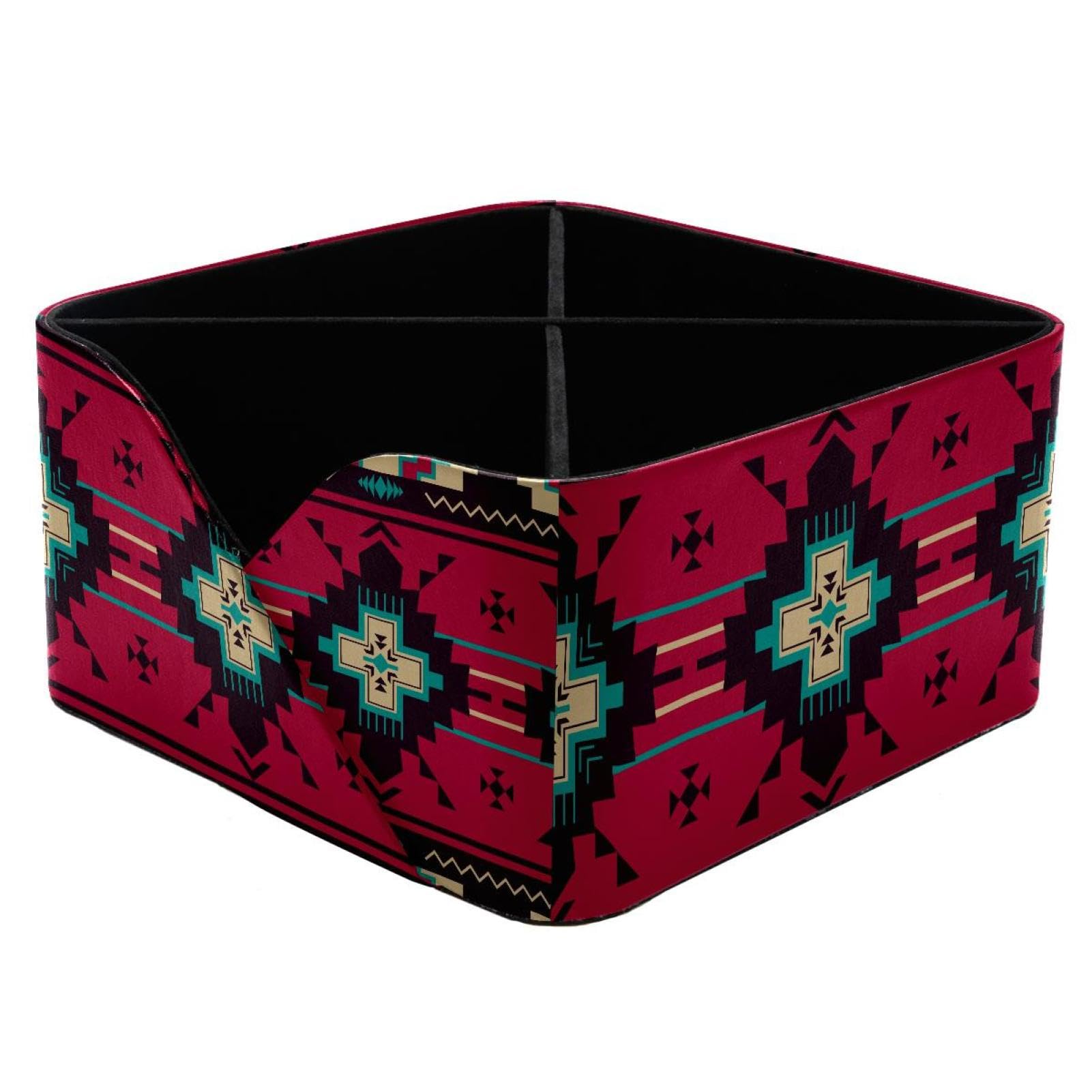 KengjuTesu Aztec Ethnic Pattern Desktop Organizer Pen Holder, Rectangular Pencil Cup for Office, Study and Makeup Stations