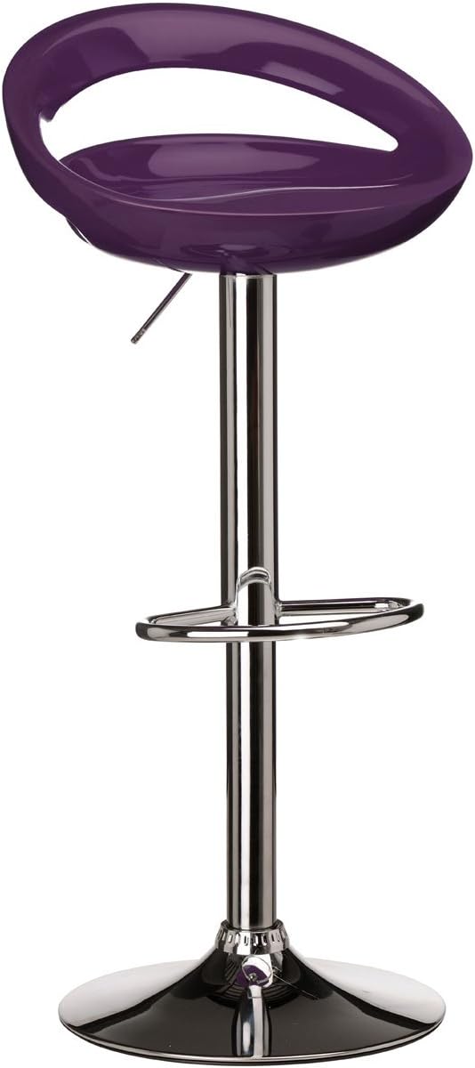 Lamboro Sorrento Swivel Bar Stool | ABS Plastic Breakfast Bar Stool with Gas-Lift Swivel | Kitchen Stool with Adjustable Height | Purple