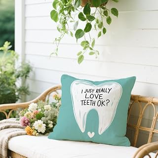 Cirzone Dental Gifts for Women -18x18Inch Throw Pillow Cover Best Teeth Gifts with Gift Box Perfect Birthday National Dentist Day Gifts for Home Sofa Decor