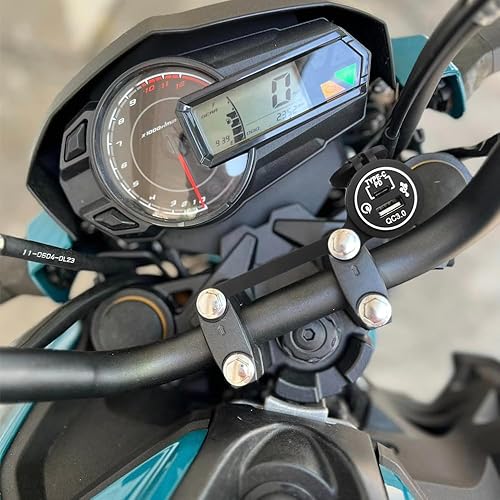Miniatura 2 de Kit de puerto USB dual USB de carga rápida 3.0 tipo c PD para motocicleta compatible con Kawasaki Z125 PRO 2017-2024