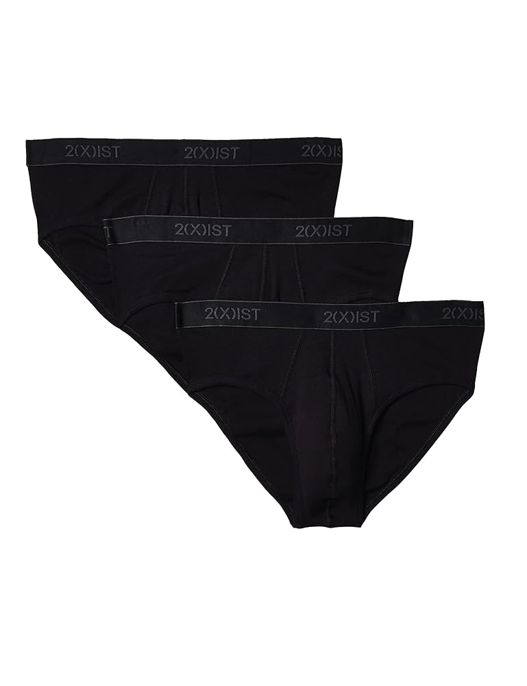 2(X)IST Mens Essential Cotton No Show 3-pack Briefs, Black