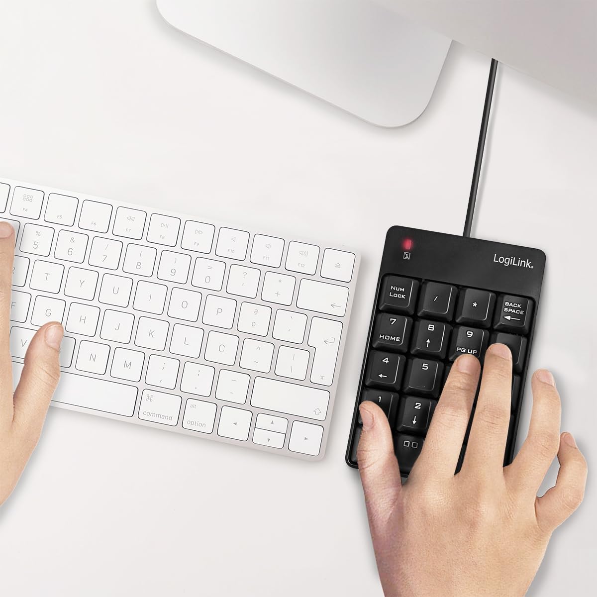 LogiLink ID0184 Teclado numérico Adicional con USB con indicador LED de Actividad, Color Negro