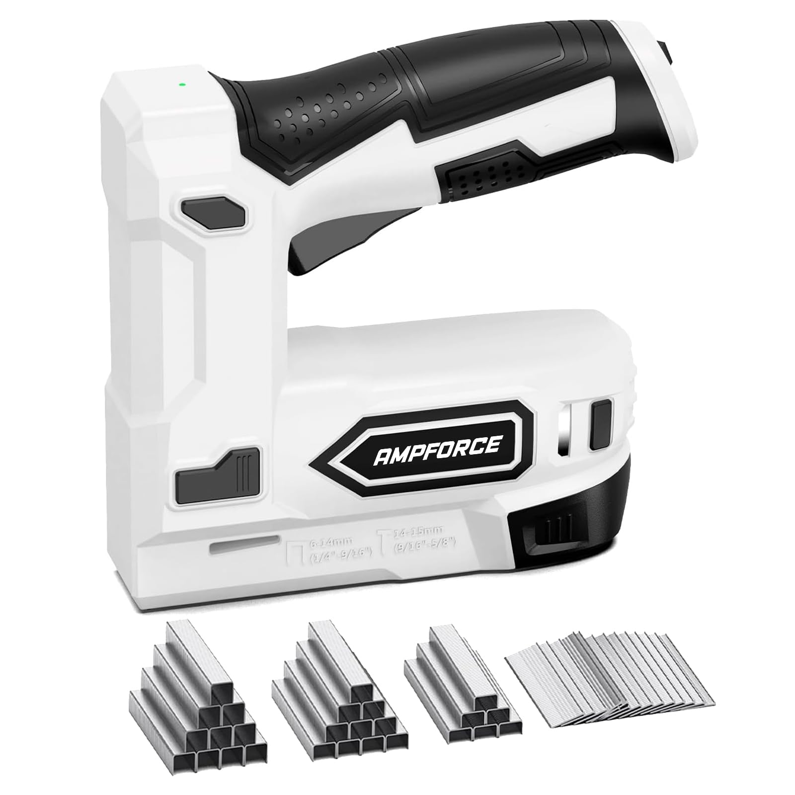 Pistola de Grapas Eléctrica 2 en 1 Inalámbrica 4V con Batería Litio, USB-C, Incluye Grapas y Clavos para Tapicería, Reparación de Muebles, Alfombras y Bricolaje