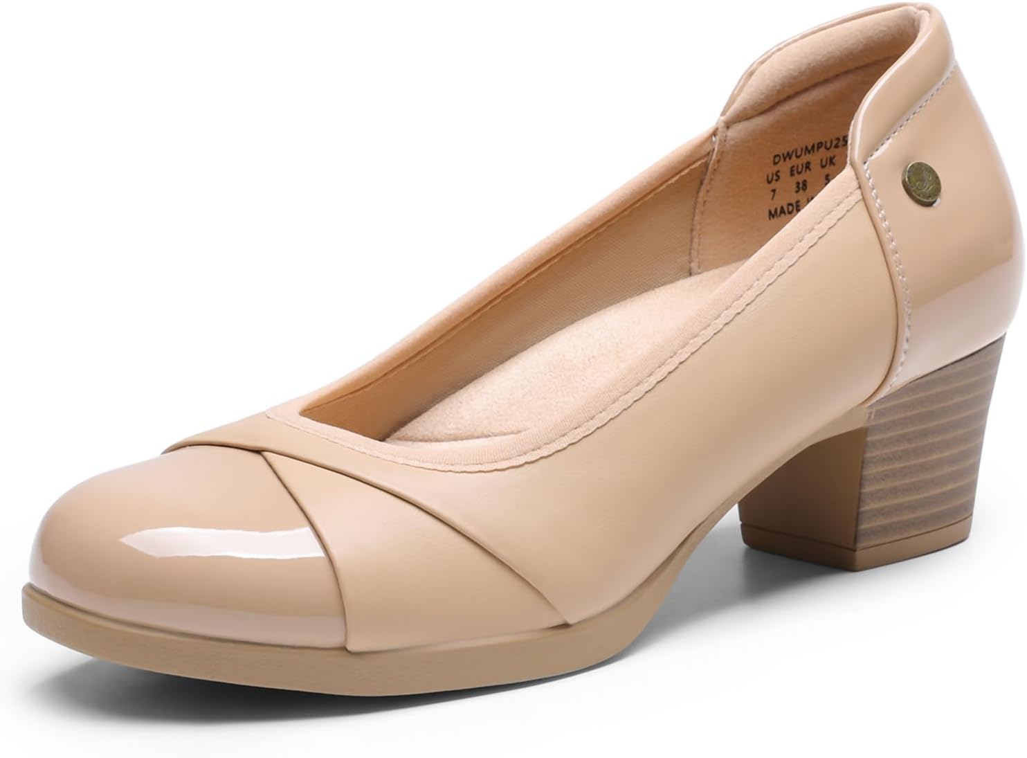 DREAM PAIRS Women's Pumps Low Chunky Block Closed Toe Shoes Work Comfortable Heels Round Toe Dress