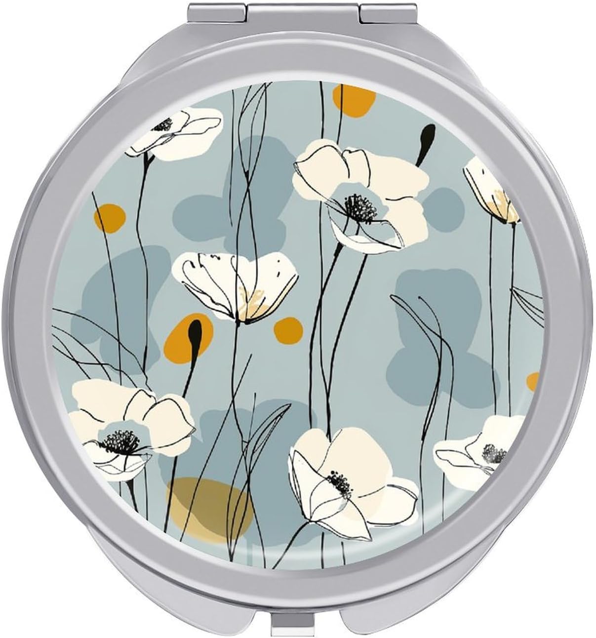 Light Blue Petals Portable Makeup Mirror, Sided Travel Hand Mirror Mini Folding Mirror for Precise Makeup Women Daily Use