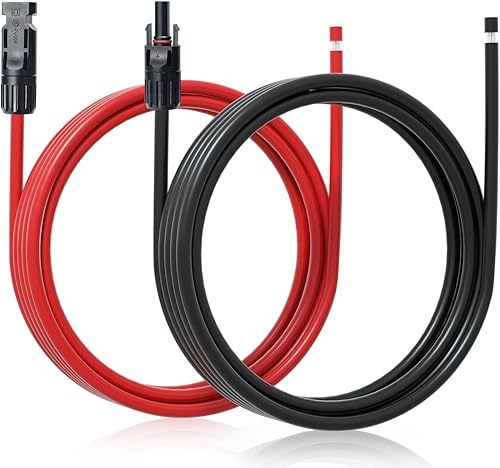 ECO-WORTHY - Cable de extensión solar de 10 pies y 10 AWG, 30A/1000V CC, impermeable IP67 con conectores rápidos compatibles (rojo+negro) para