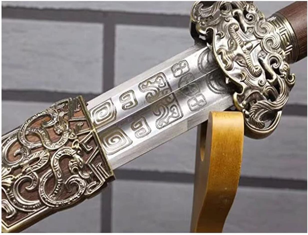 Chinese Sword,Battle Ready(Forged High Carbon Steel Etch Blade,Rosewood Scabbard,Alloy Fittings) Kung fu,Length 30"