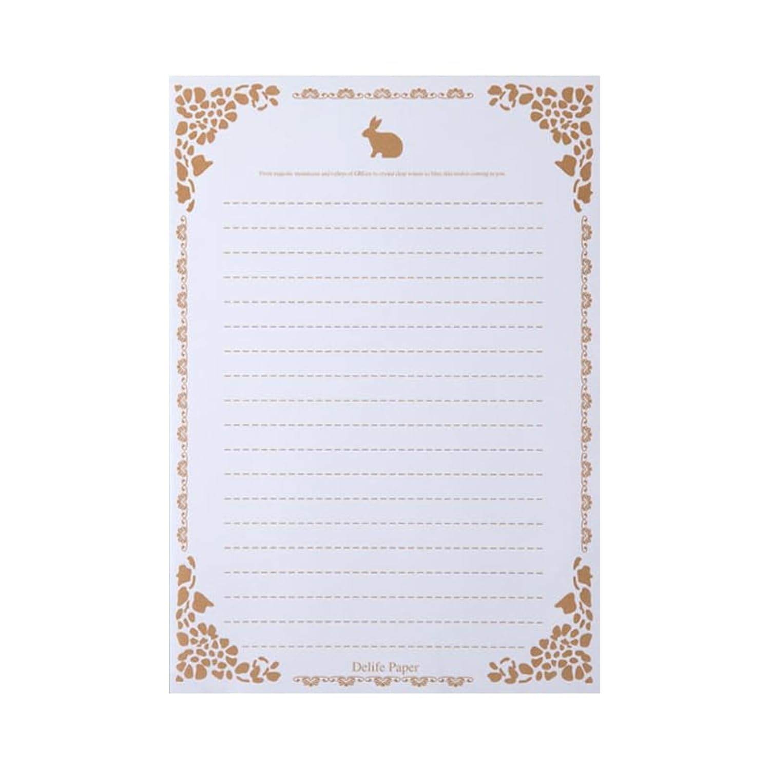 Generic 10/50/100 Pcs A5(21cm×14.8cm/8.2″×5.8″) Vintage Flower rabbit Design Letterhead Kraft Writing Paper Set Office School Supplies Stationery