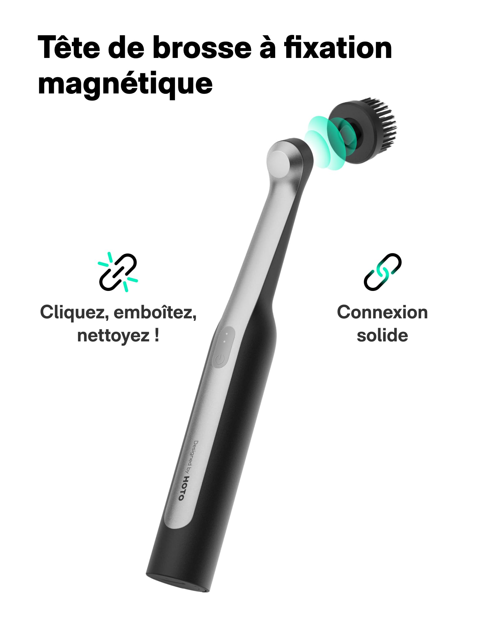 HOTO Wand™ Brosse Nettoyage Electrique Rechargeable IPX7 Étanche, Brosse Électrique Nettoyante Rotative | 12 Têtes Interchangeables - Joints, coins, cuisine & salle de bain