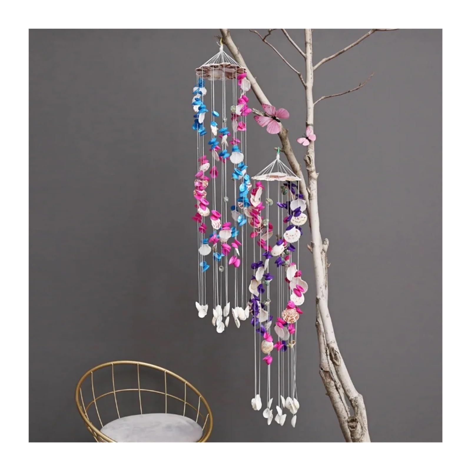 Colorful Shell Wind Chimes - Exquisite White Wind Bell Pendant For Decor(Random color 19 wire)