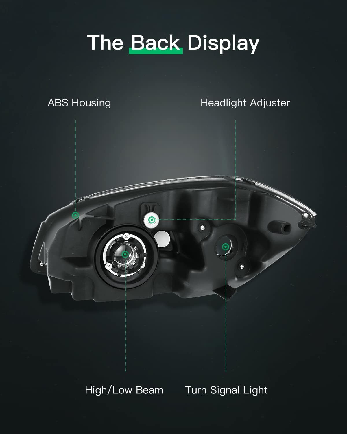 LSAILON Headlight Assembly Replacement Fit 2005-2010 For Chevrolet Cobalt 2007-2010 For Pontiac G5 2005-2006 For Pontiac Pursuit Black Housing Amber Reflector Clear Lens Driver and Passenger Side