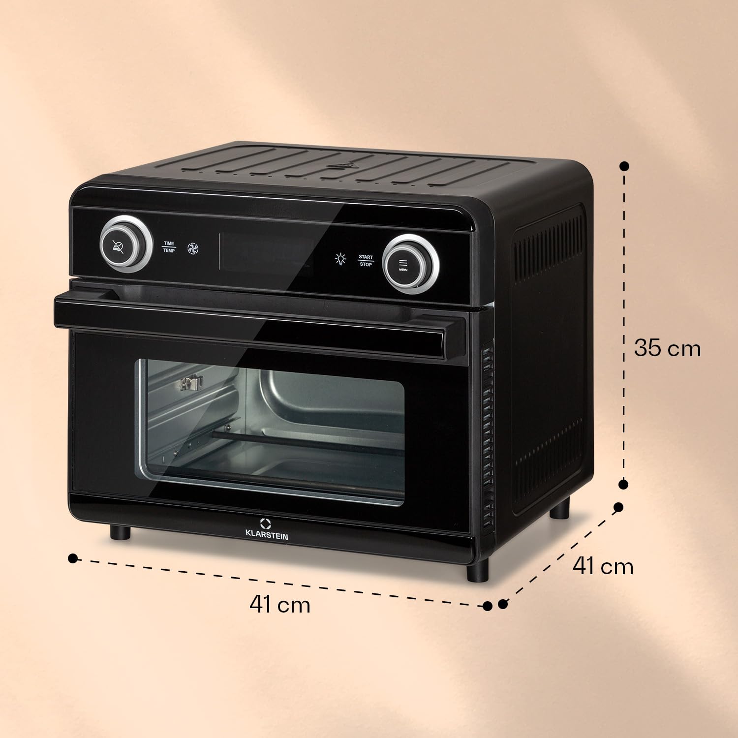 Klarstein AeroVital Jumbo Frytkownica beztłuszczowa - 18L frytkownica, Airfryer z ekranem dotykowym, 10 programów, 30 do 230 °C, Stal nierdzewna, w zestawie 6 akcesoriów, czarna