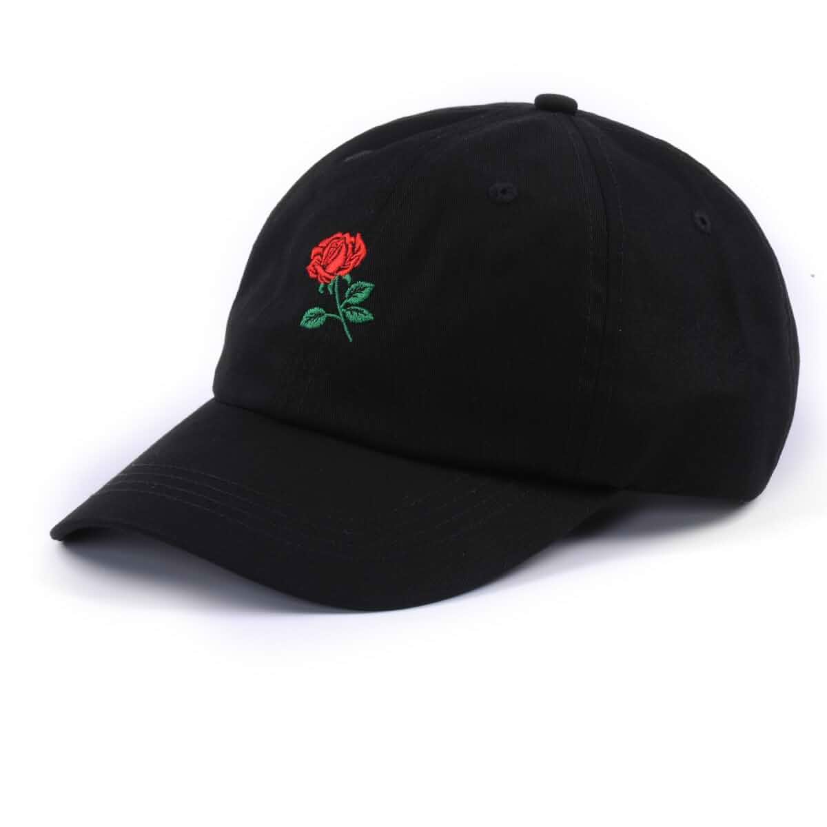 Rose Embroidered Dad Hat Women Men Cute Adjustable Cotton Floral Baseball Cap Fitted