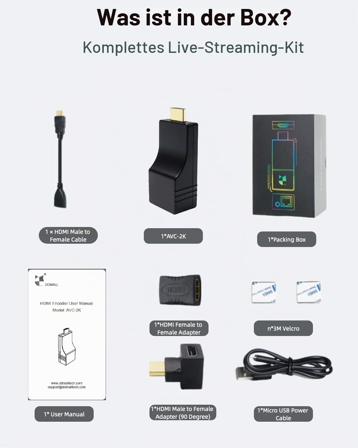 DDMALL H.265 H.264 HDMI Video Encoder, Mini 1080P Hardware 2K Encoder für Live-Streaming | SRT RTMP RTMPS RTSP Gerät mit Cloud-Management | Kompatibel mit YouTube, Facebook, Twitch (AVC-2K)
