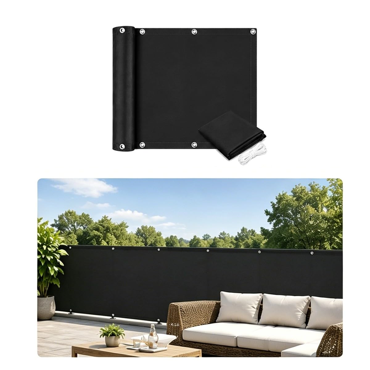 Balcony Privacy Screen Outdoor Fence Cover Windbreak Cover with Eyelets