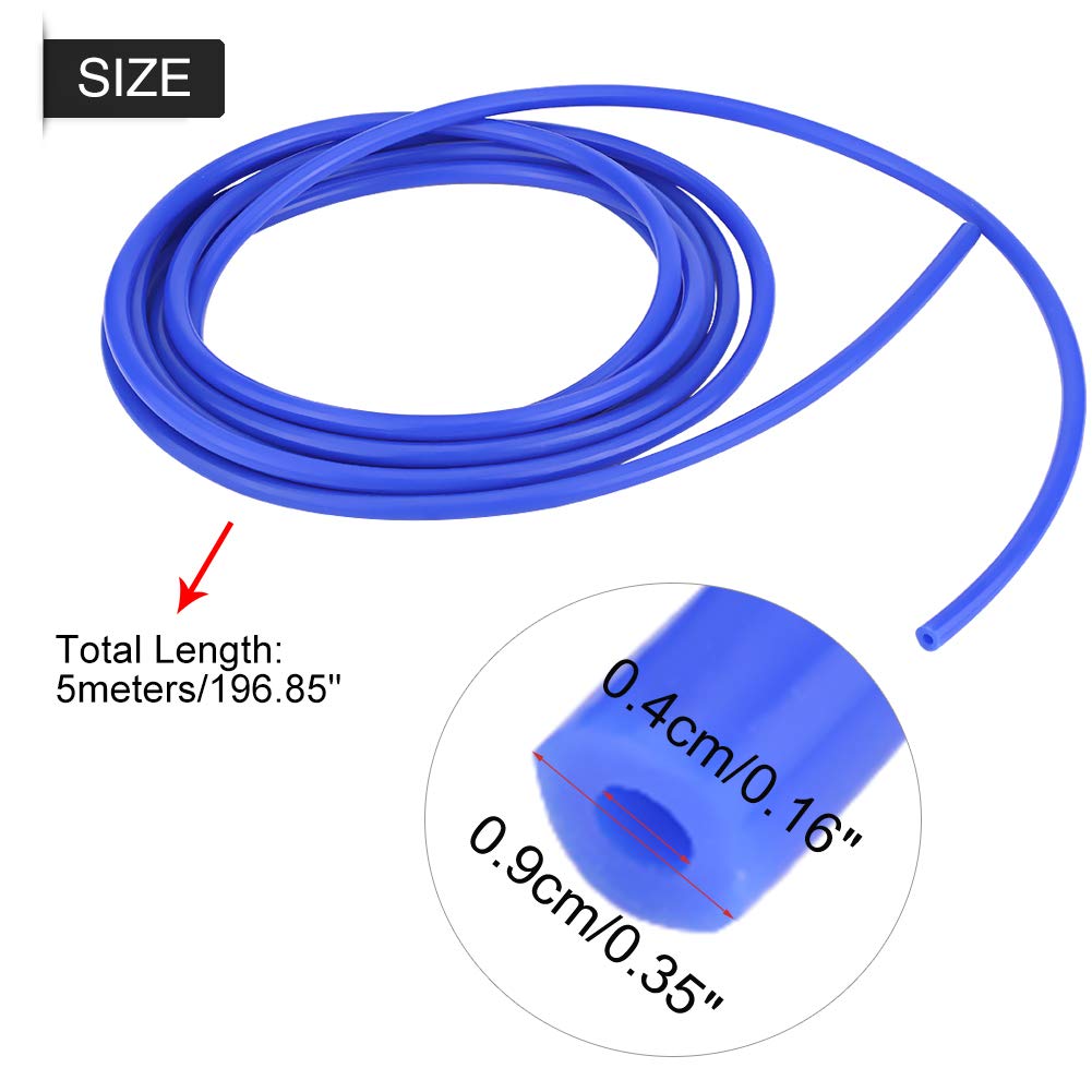 Wąż Qiilu 4 mm do samochodu turbo 4 mm 5 metrów silikonowa rura próżniowa wąż silikonowy wąż uniwersalny niebieski A1r553