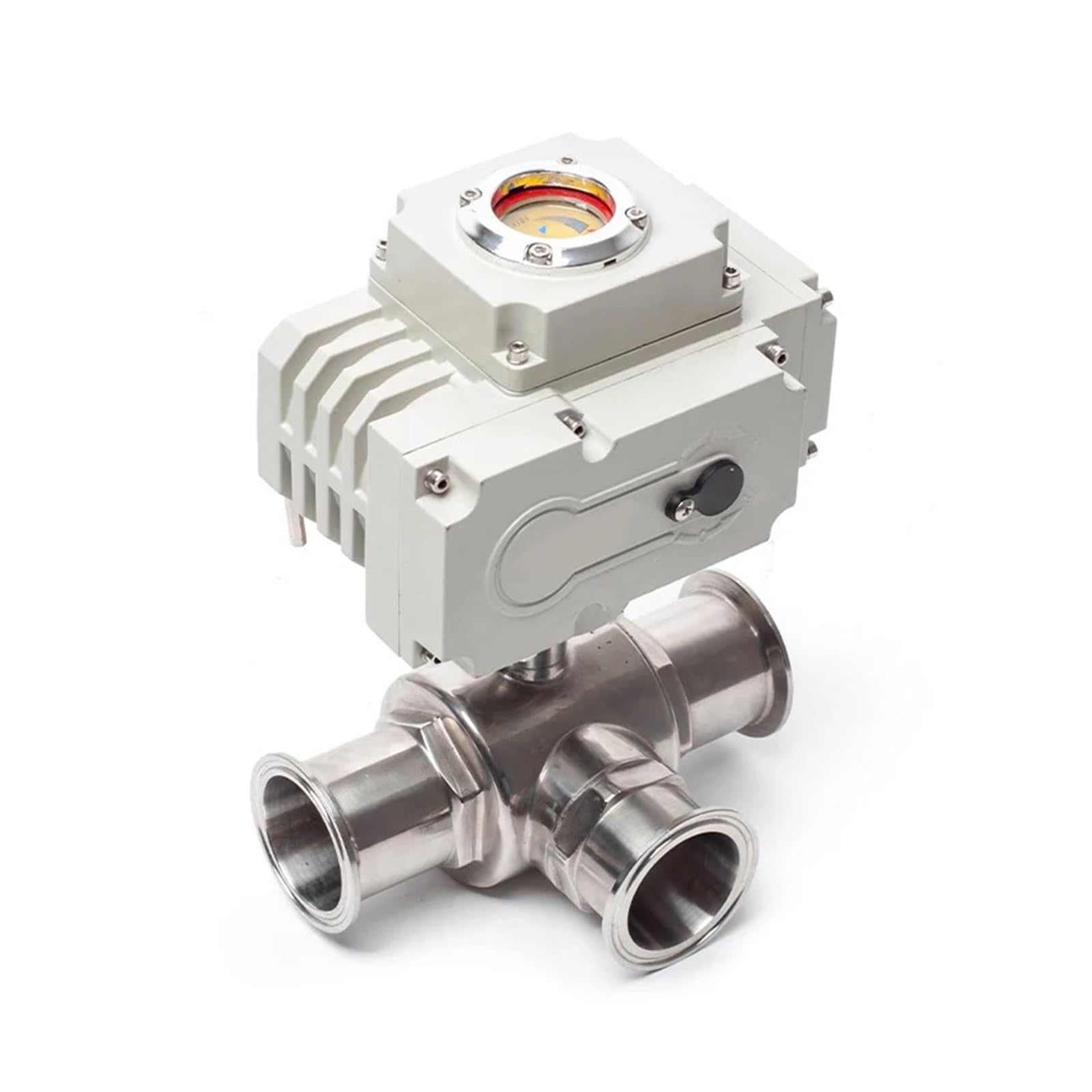 HKYPCOKVK 32mm 3 Way Motorized Ball Valve Stainless Steel Q911F-16P Tri Clamp Ferrule Type Electric(L Type-110vac)